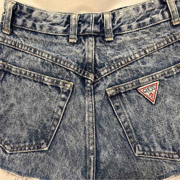 Guess vintage 80s acid wash cut off jean shorts size 28 - Picture 3 of 7